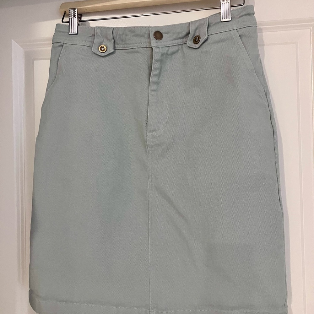 Bohme Women's Midi Denim Stretch Skirt in Light blue/gray